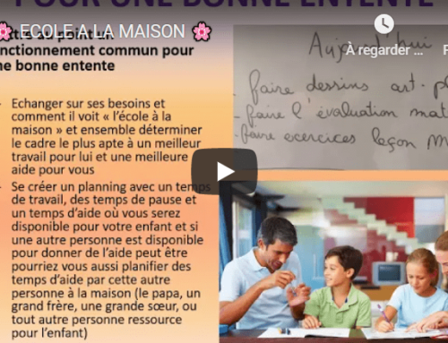 L’ECOLE A LA MAISON AVEC UN PARENT